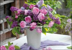 Klappkarte Strau mit Rosen und Flieder